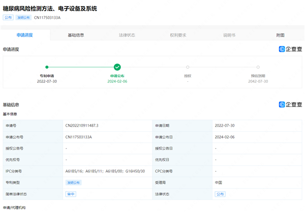 華為糖尿病無創檢測專利公布：解決風險檢測結果不準確